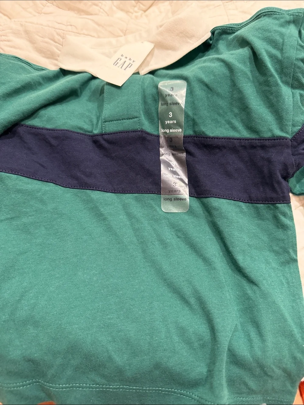GAP Boys' Green & Navy Stripe Long-Sleeve Polo